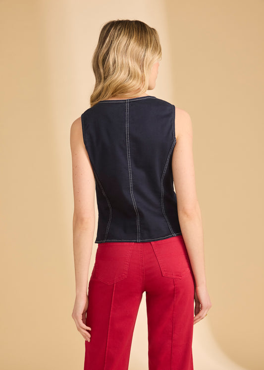 Button Front Vest Top