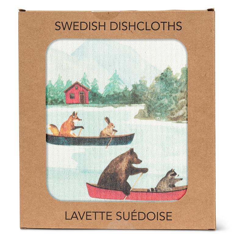 Animals in Canoe Dishcloth