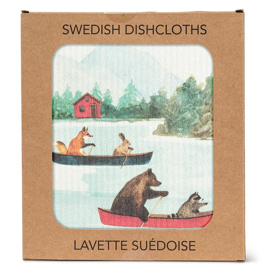 Animals in Canoe Dishcloth