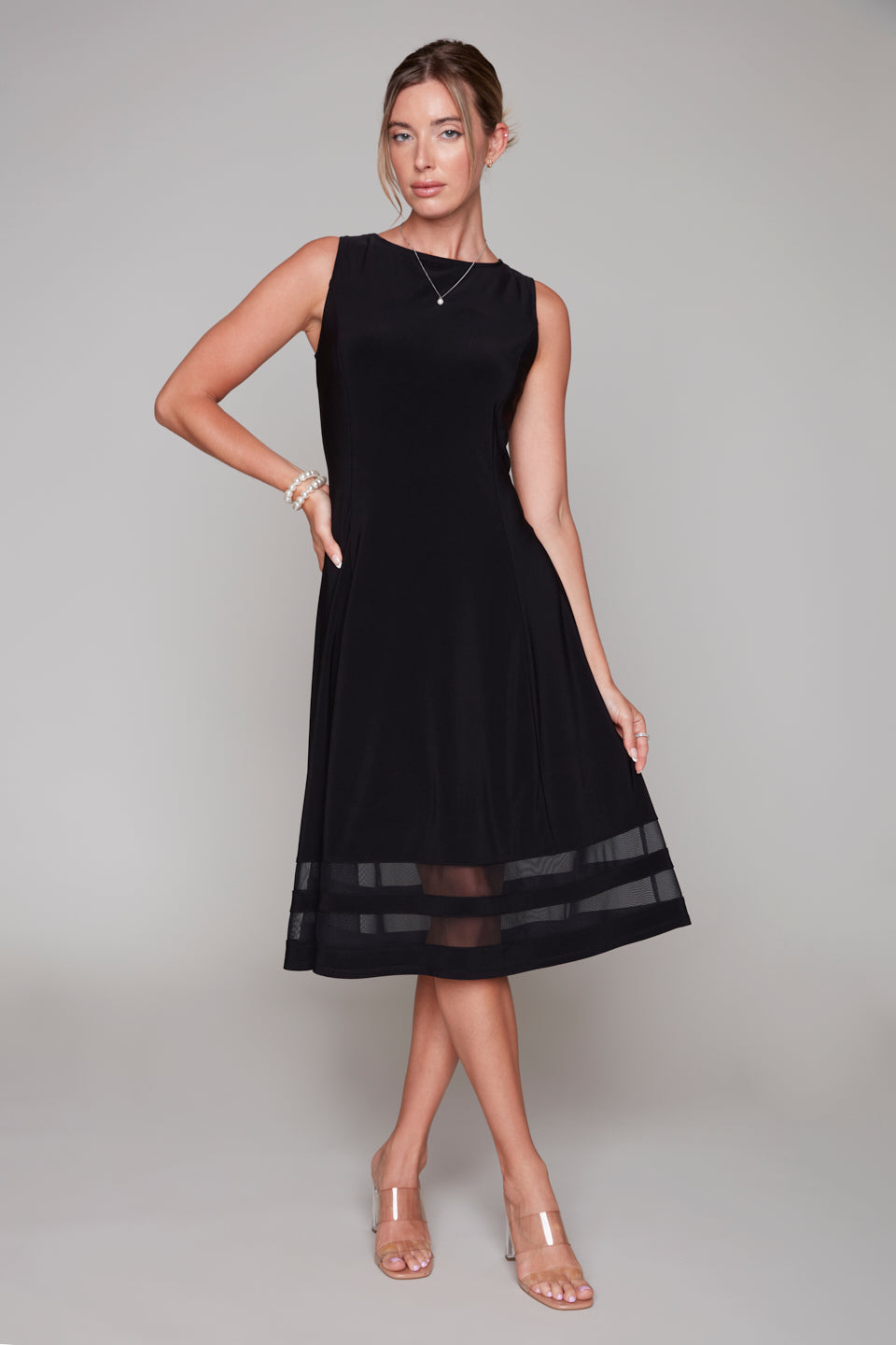 Navy Elegant A-Line Dress