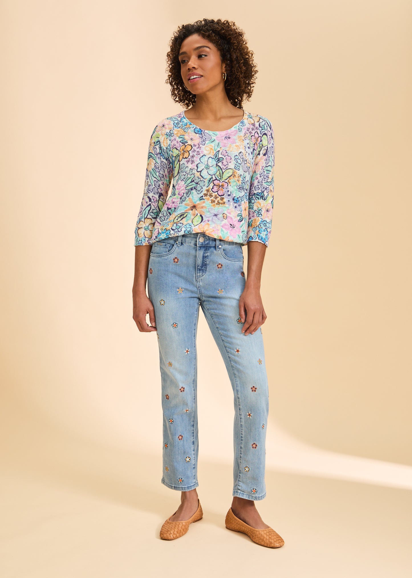 Christina Straight Ankle Flower Pant
