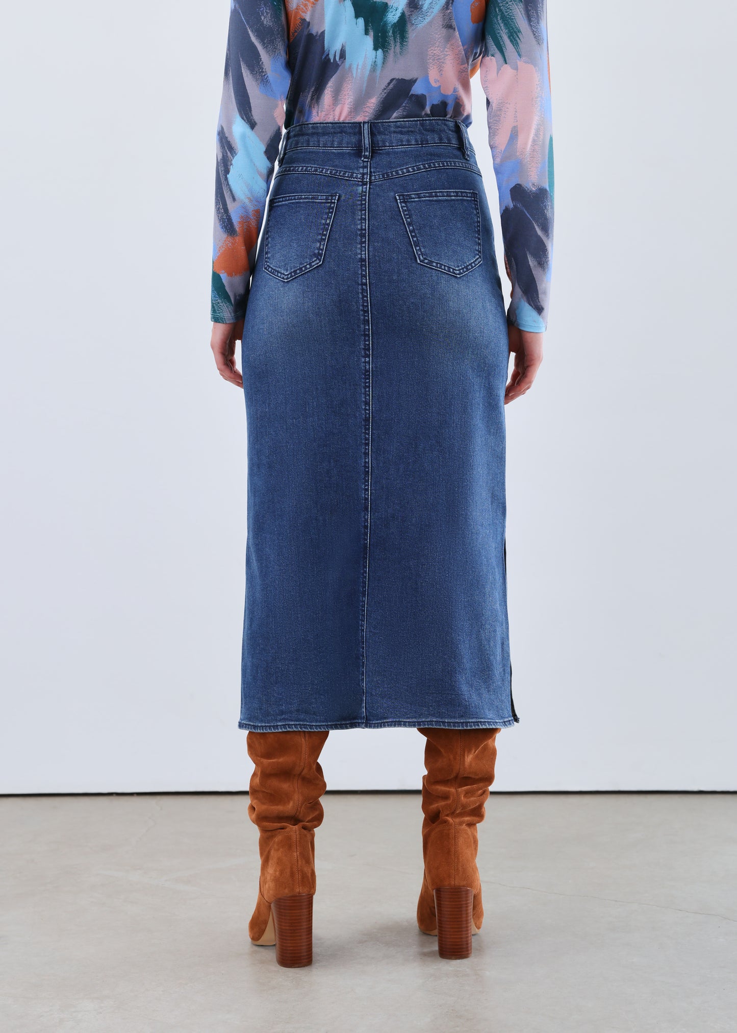 Column Midi Skirt With Slits