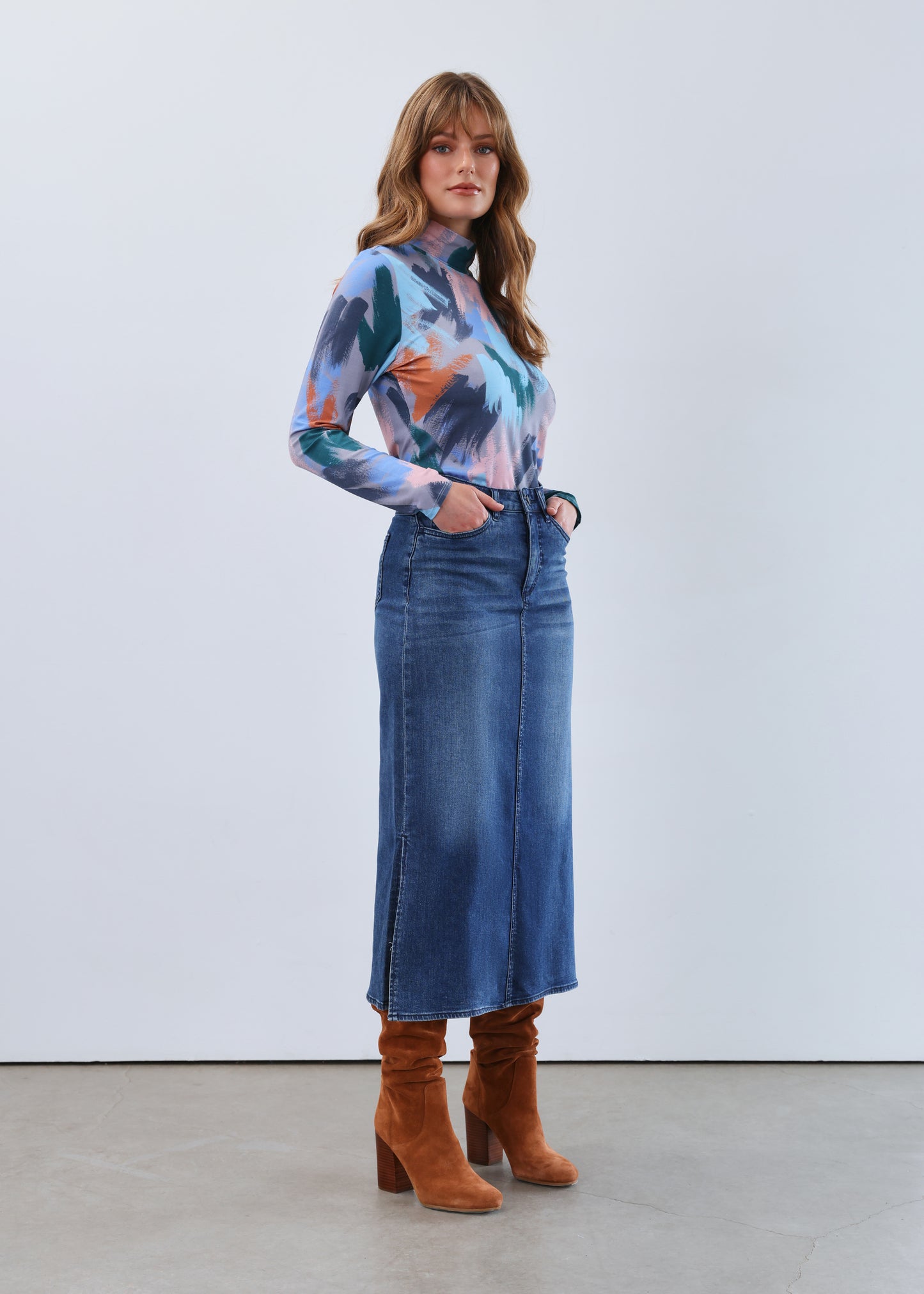 Column Midi Skirt With Slits
