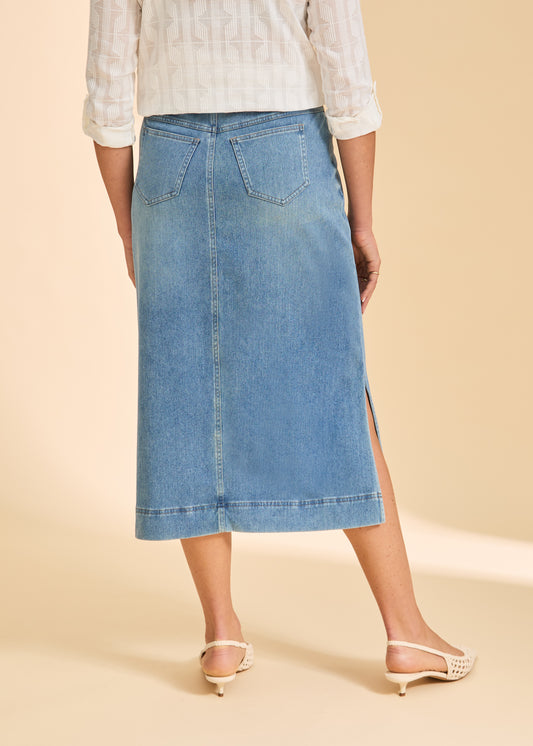 Pull On Denim Skirt