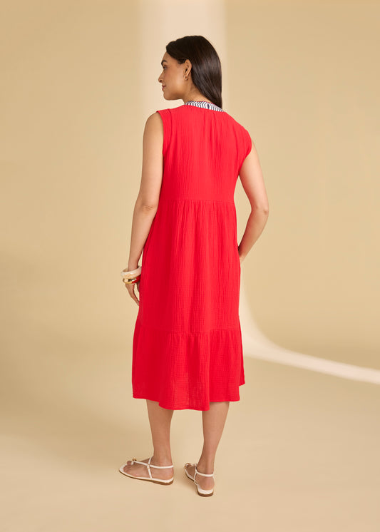 Cap Sleeve Tiered Midi Dress