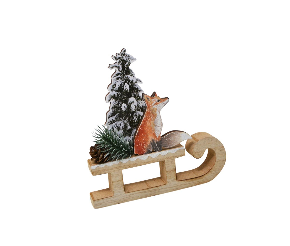 Fox on Sled Decor