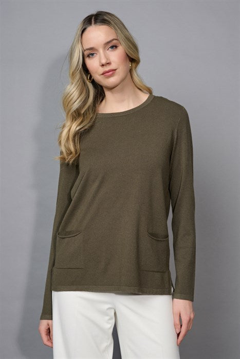 Crew Neck Top W/ Pockets