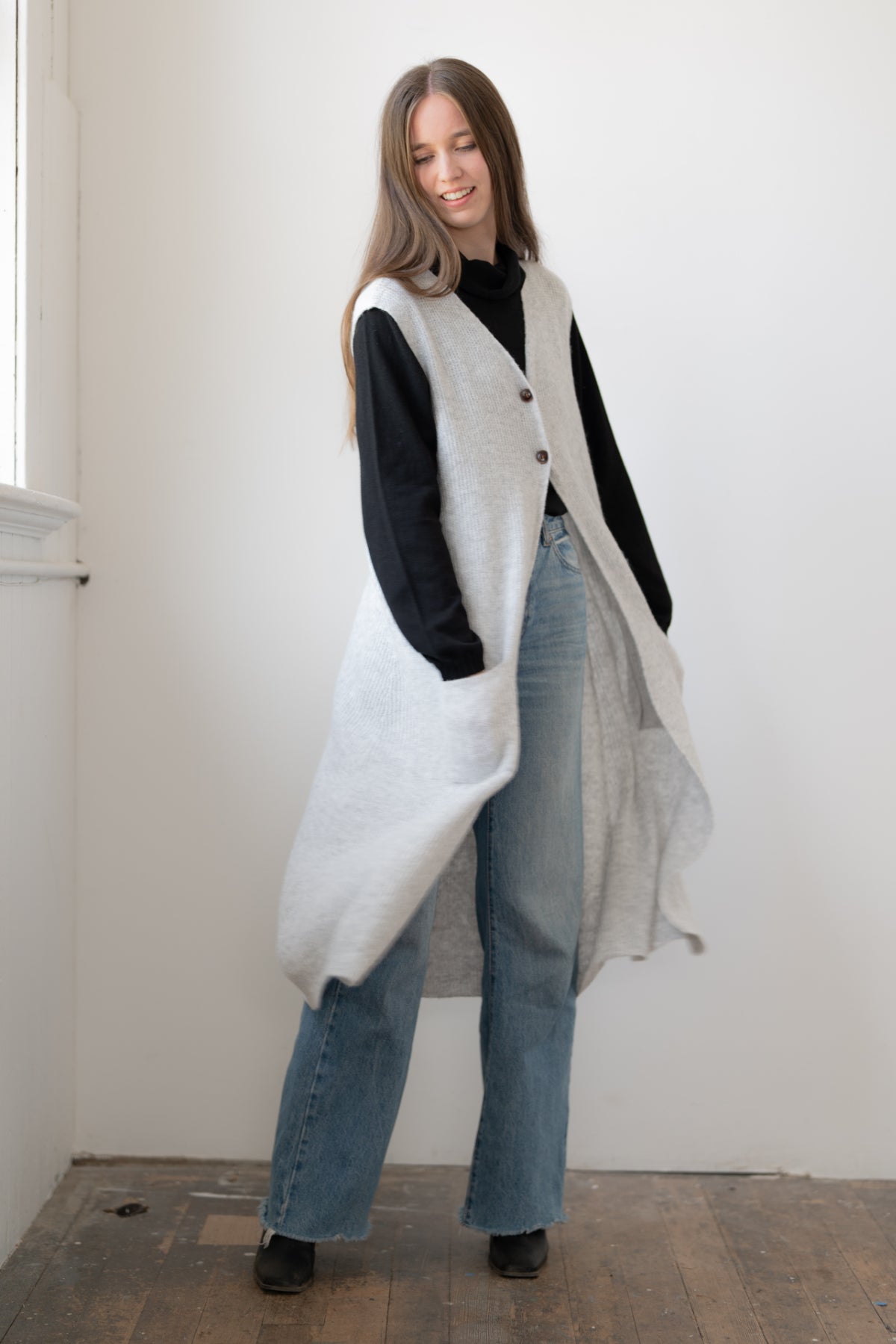 Long Vest with Pockets