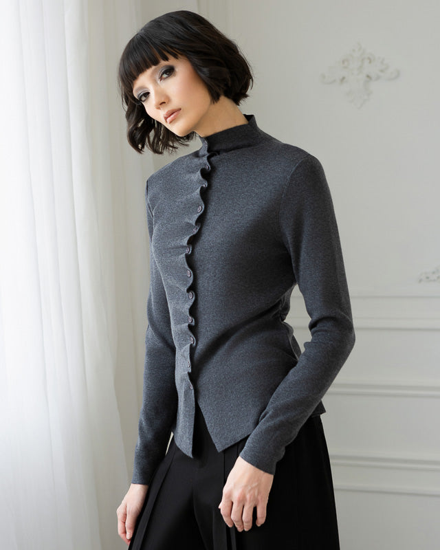 Ruffle Front Sweater