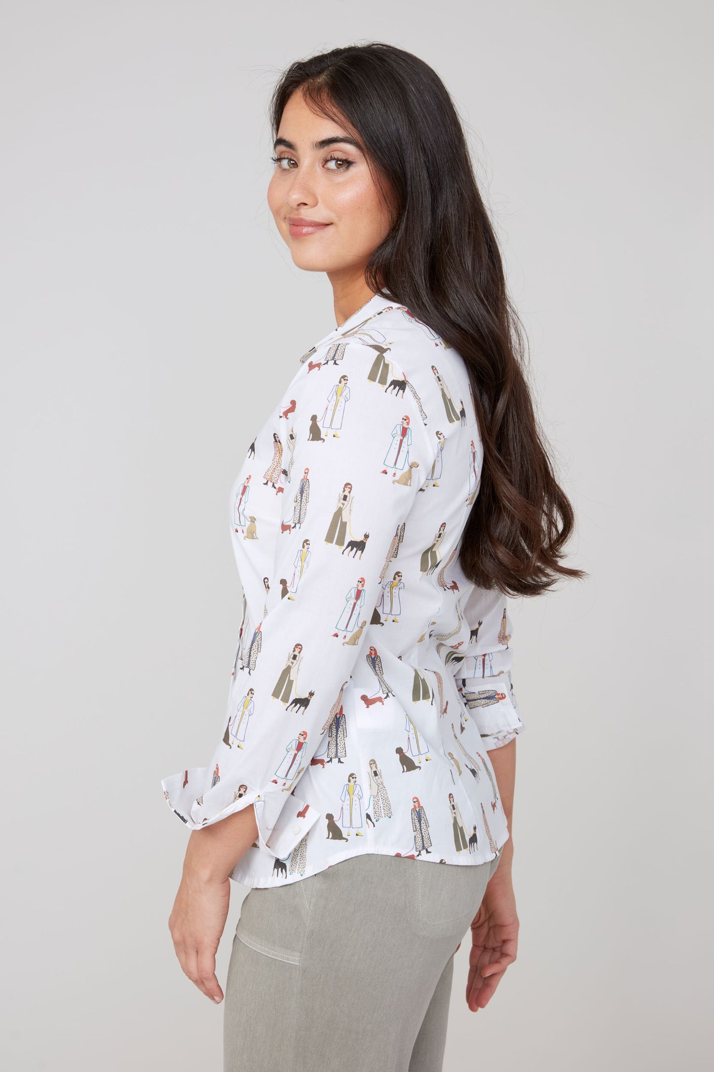 Woven Blouse with Dog Print