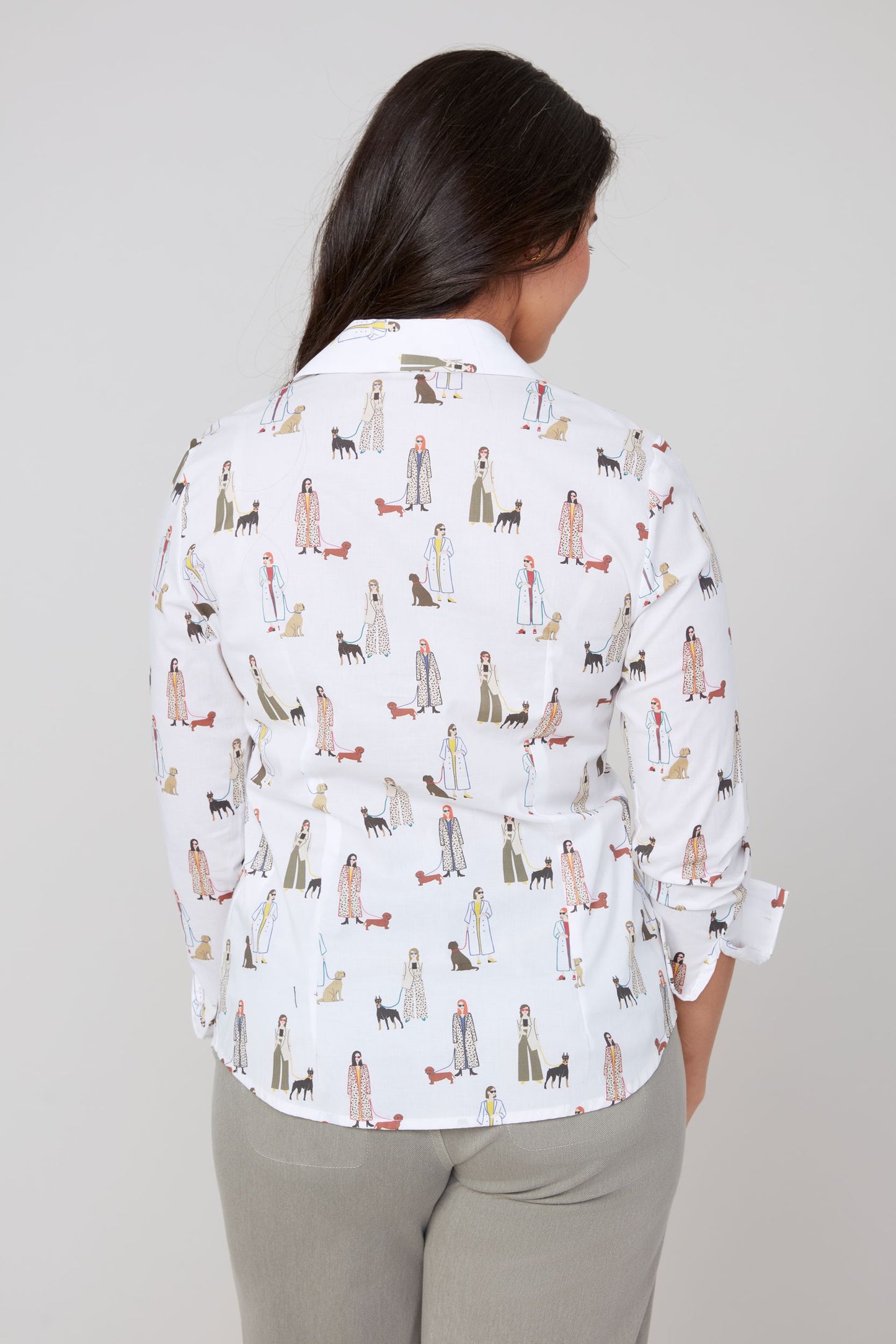 Woven Blouse with Dog Print