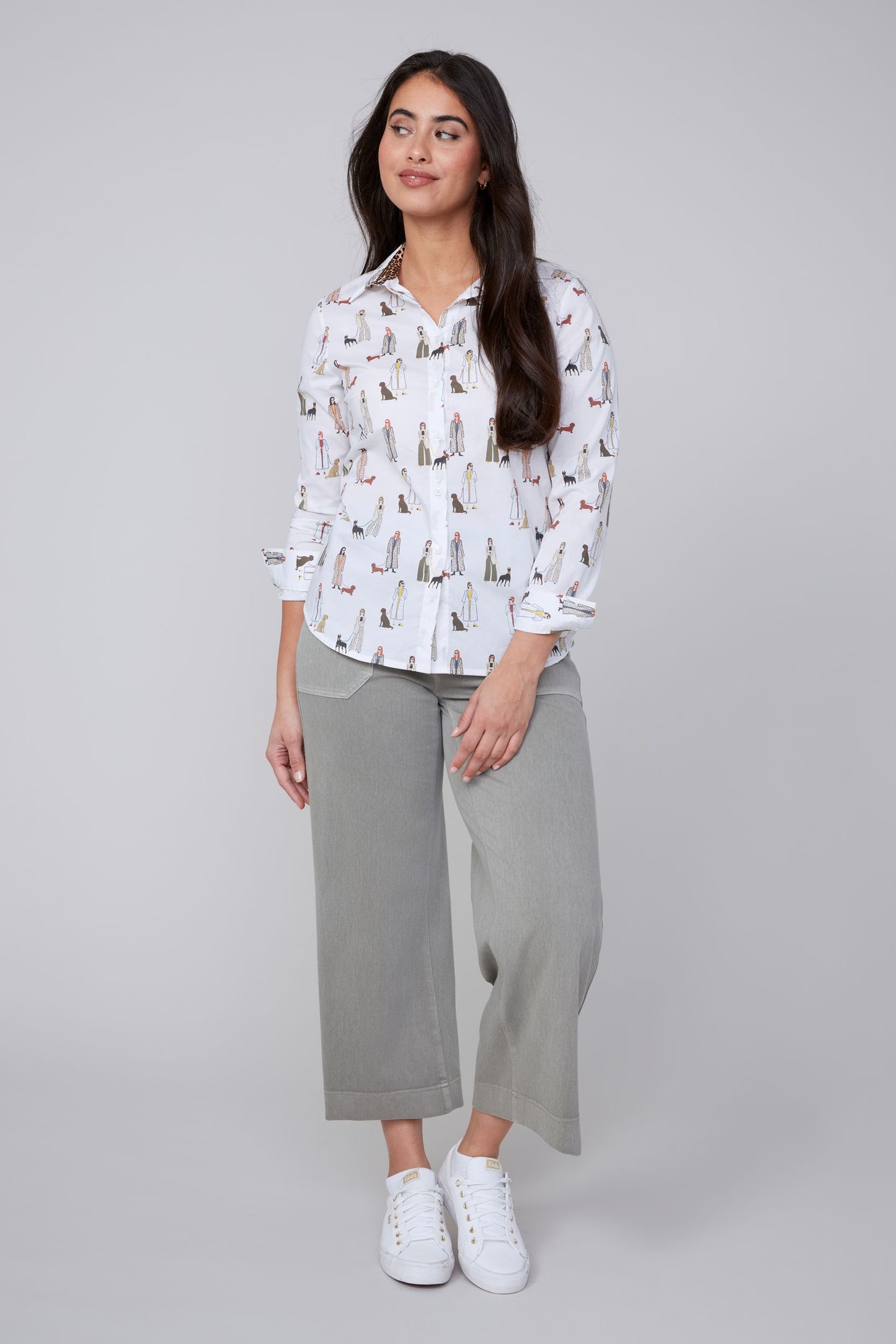 Woven Blouse with Dog Print