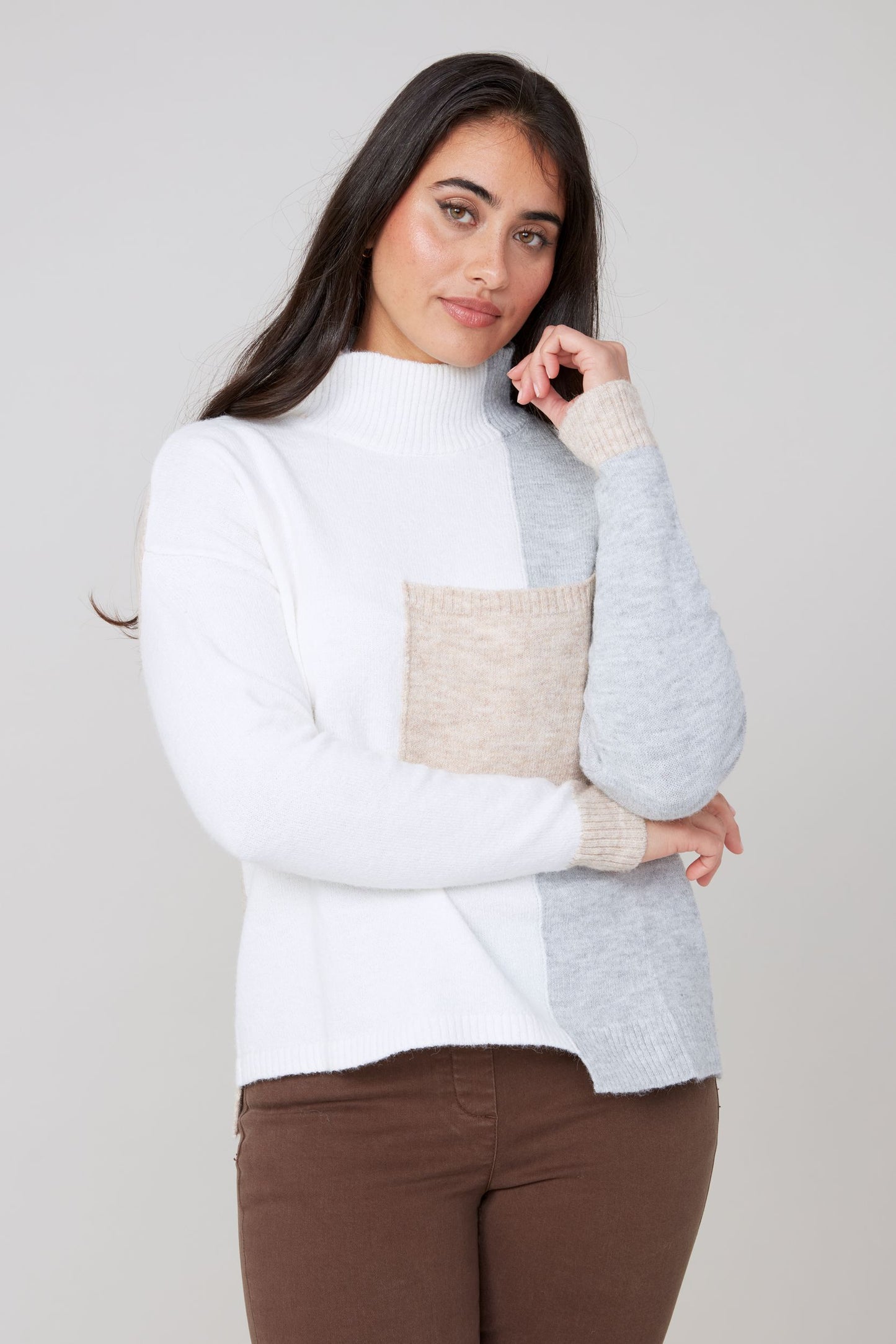 Cream Combo Sweater