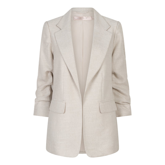 Linen Blazer with Rouched Sleeve