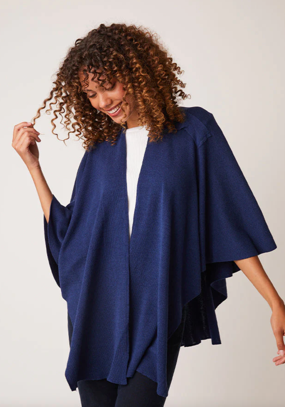navy blue wrap poncho
