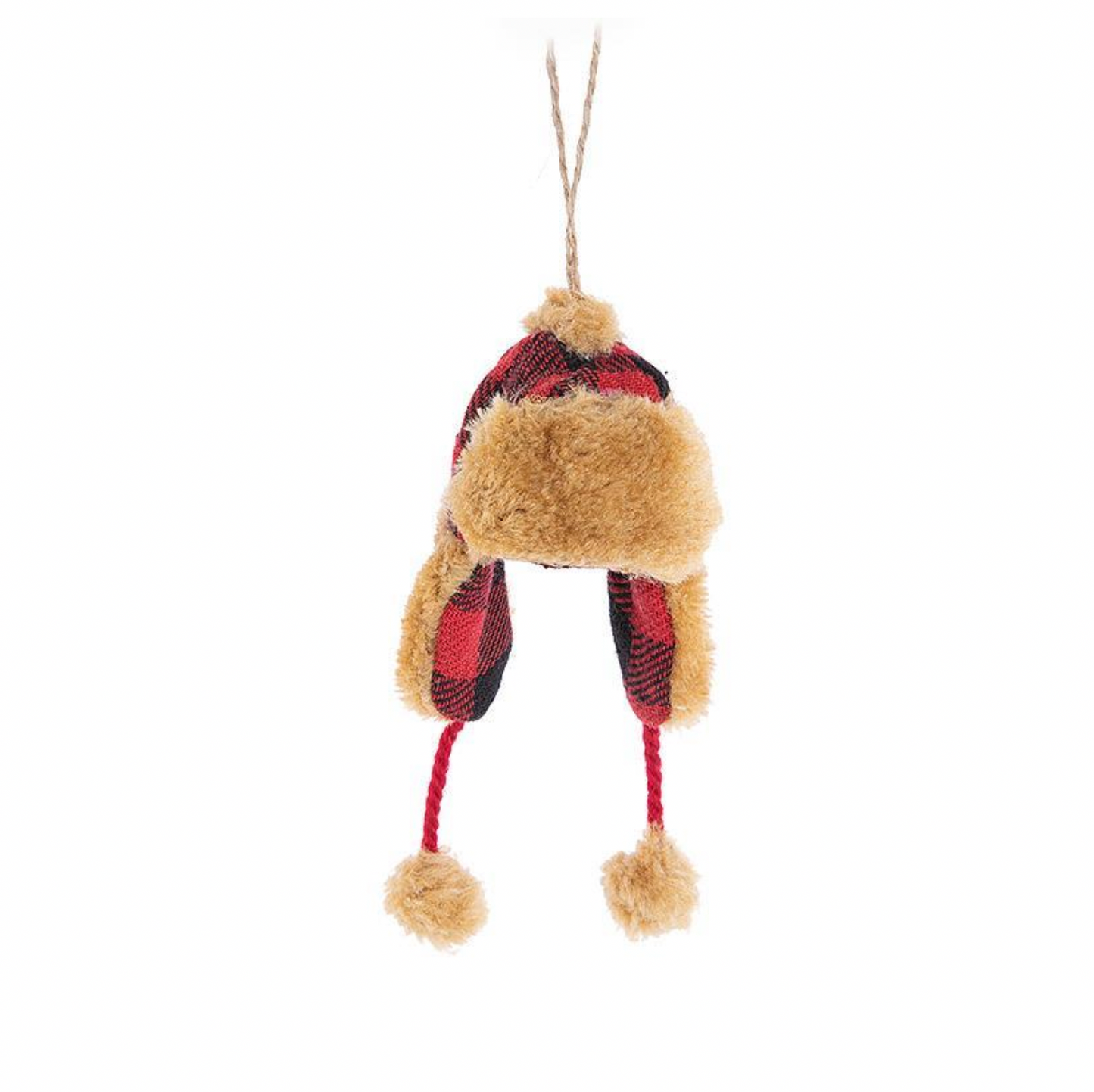 Check Hat W/ Fur Ornament