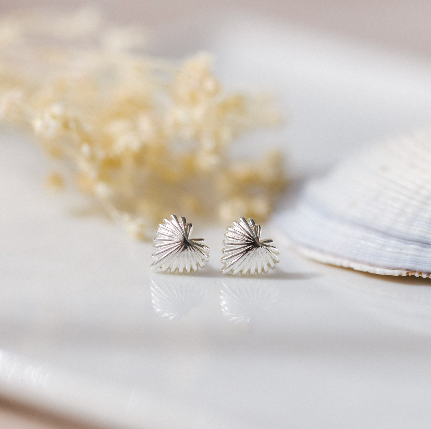 Seashell Heart Studs