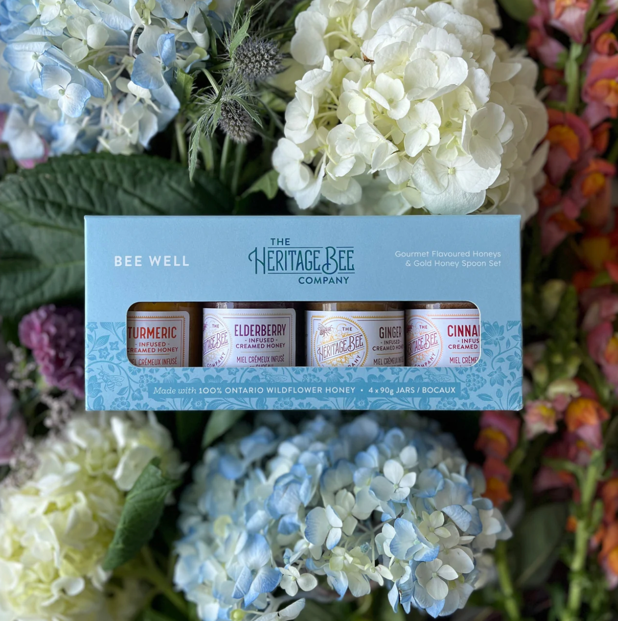 BEE WELL Gourmet Honey Gift Set & Gold Honey Spoon
