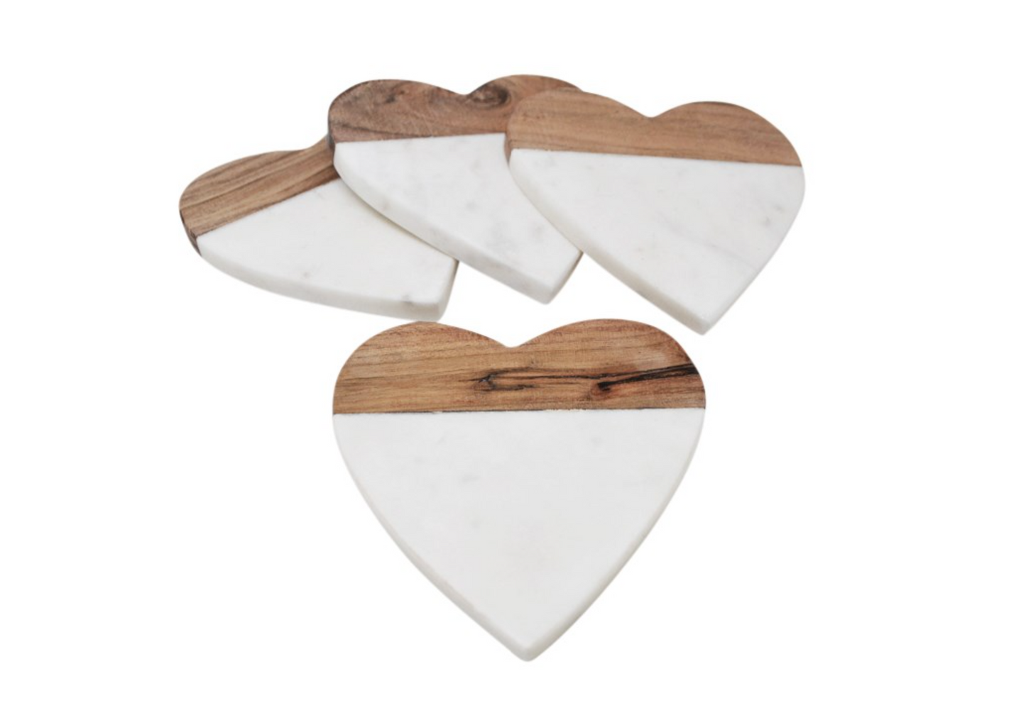 Heart Marble and Wood Coaster
