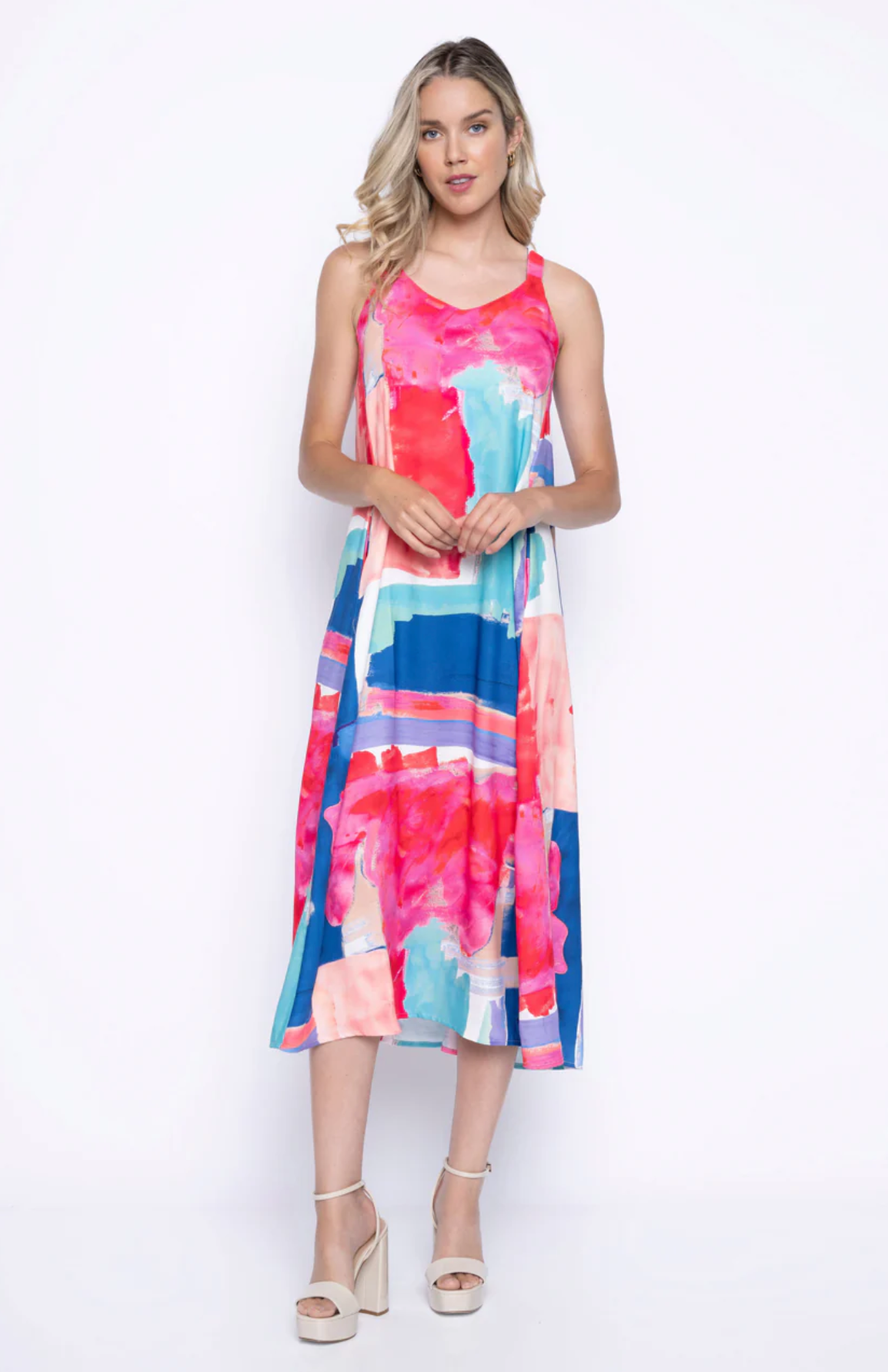 Pink Multi Midi Dress