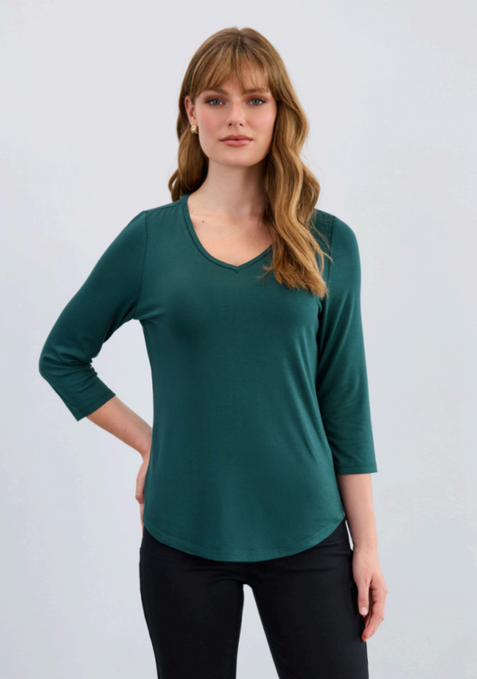 3/4 Sleeve V Neck Top