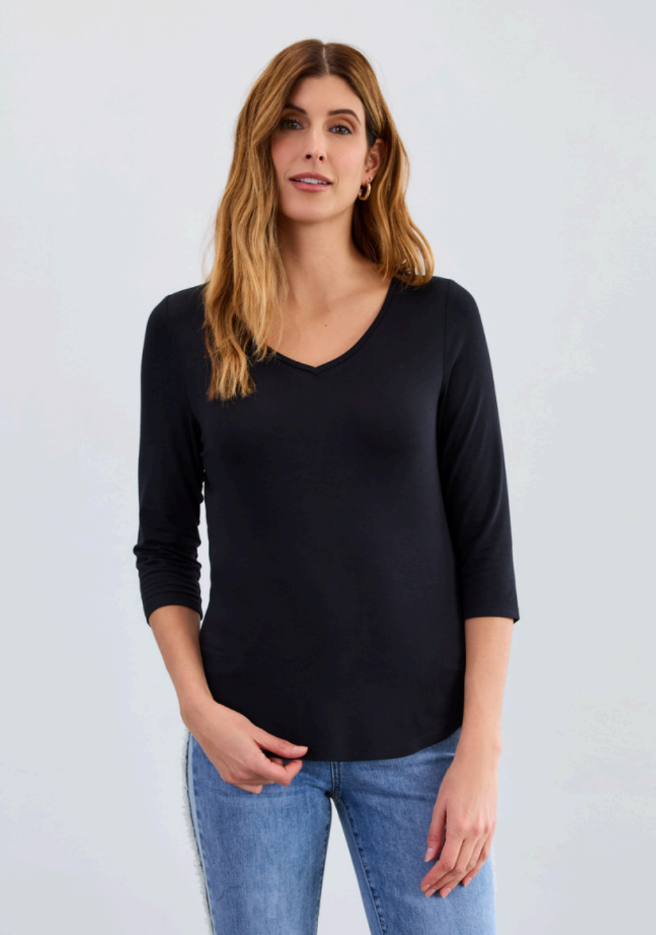 3/4 Sleeve V Neck Top