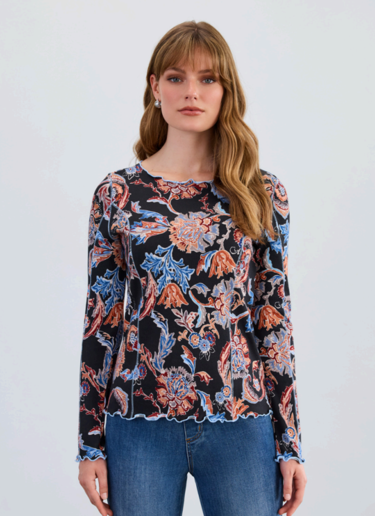 Long Sleeve Boat Neck Top