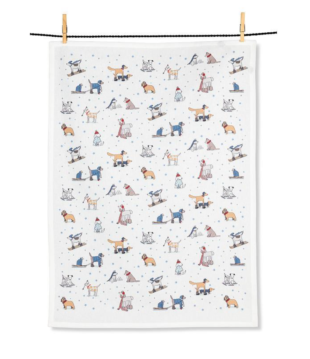 Winter Sports Dogs Kitchen Towel
