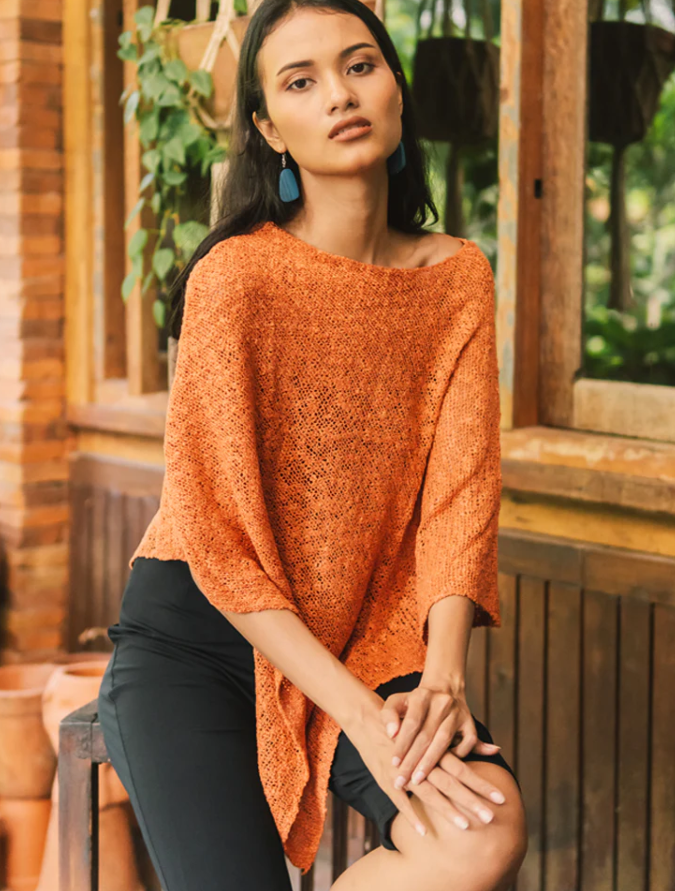 Double Knit Popcorn Poncho
