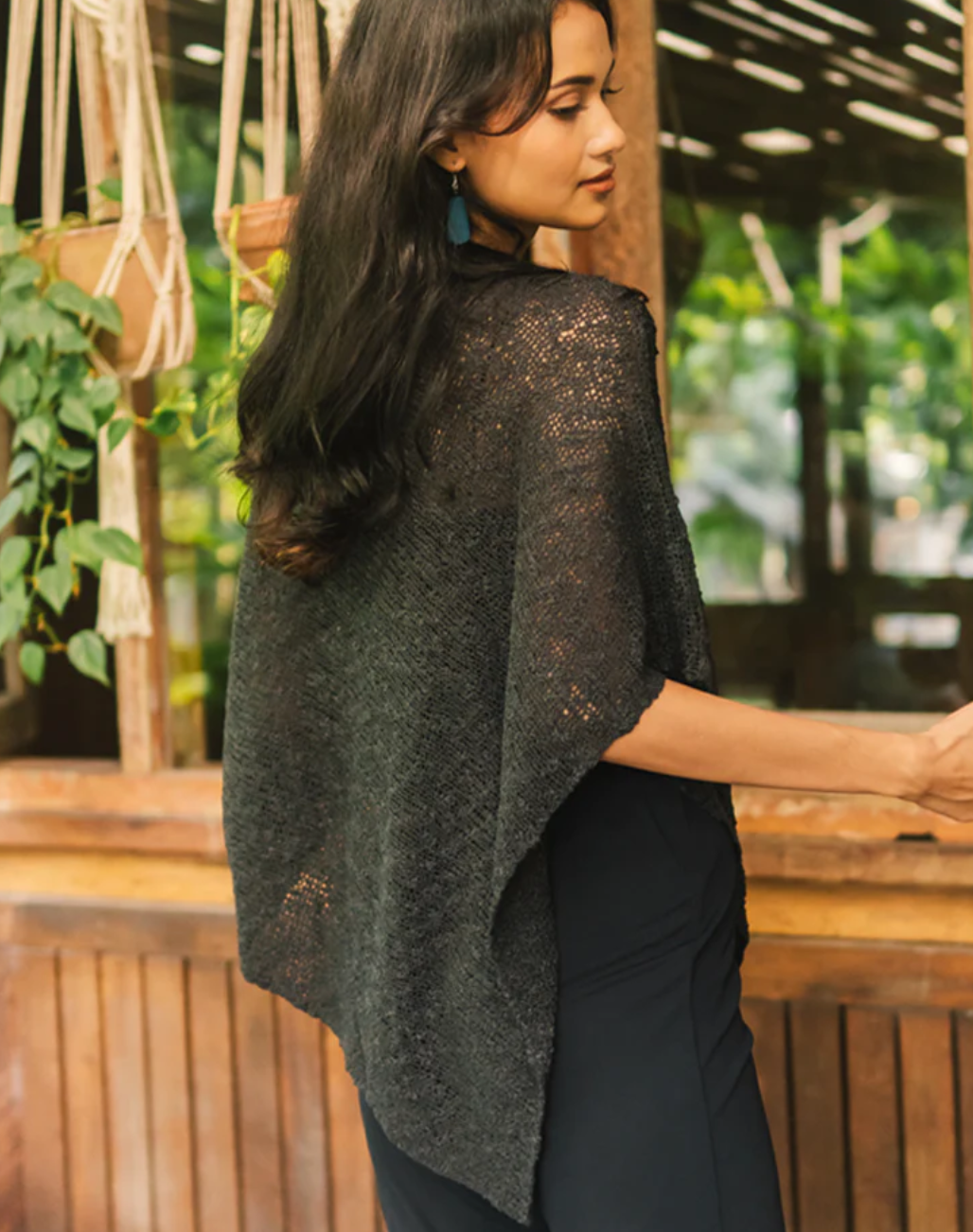 Double Knit Popcorn Poncho