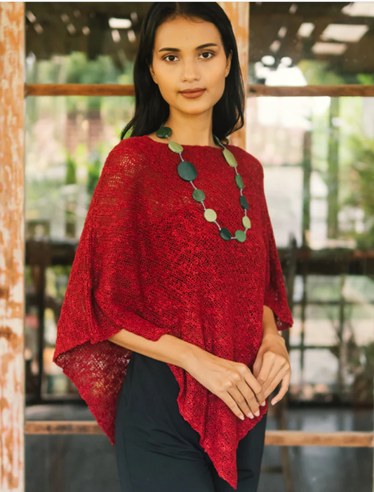 Double Knit Popcorn Poncho