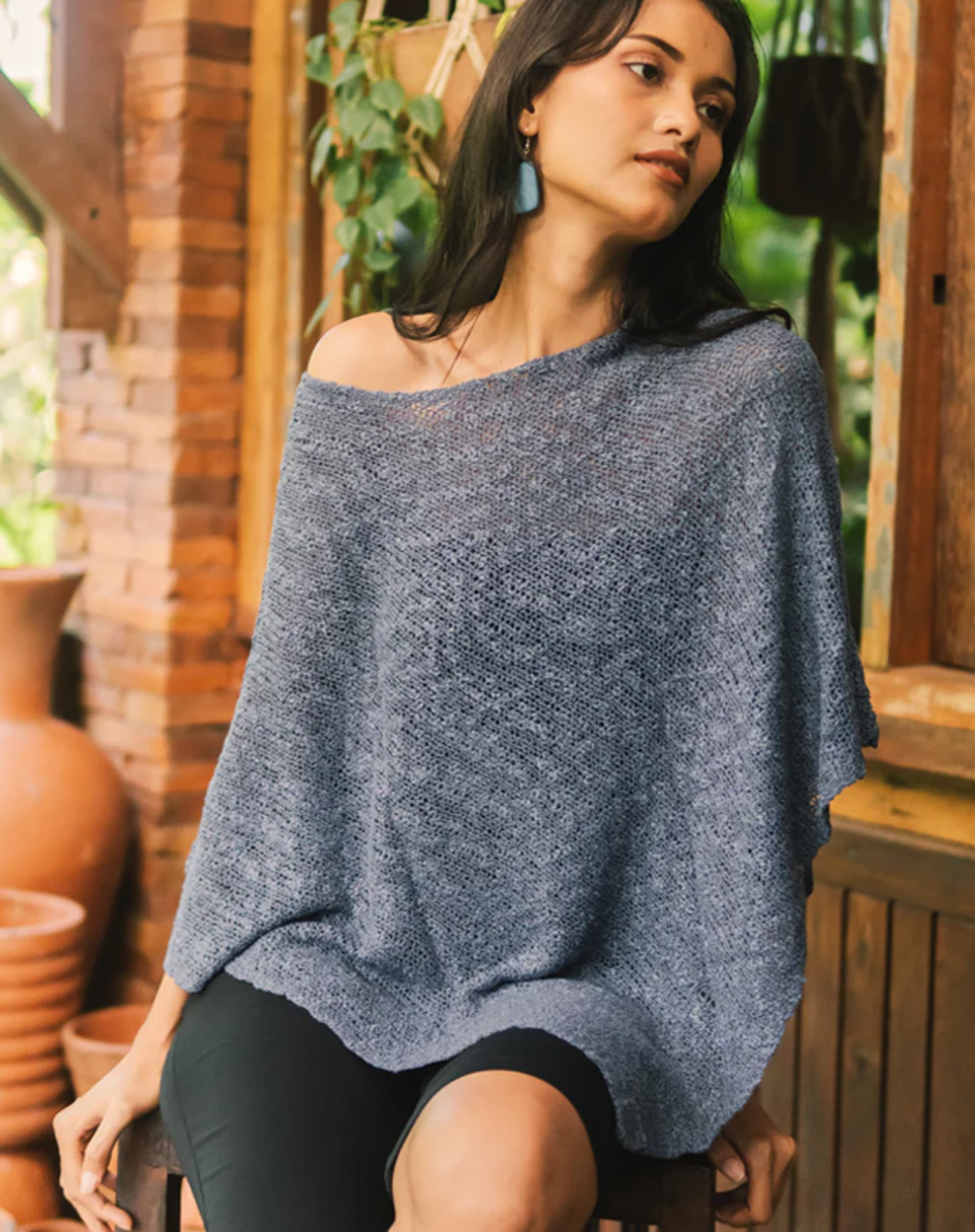 Double Knit Popcorn Poncho
