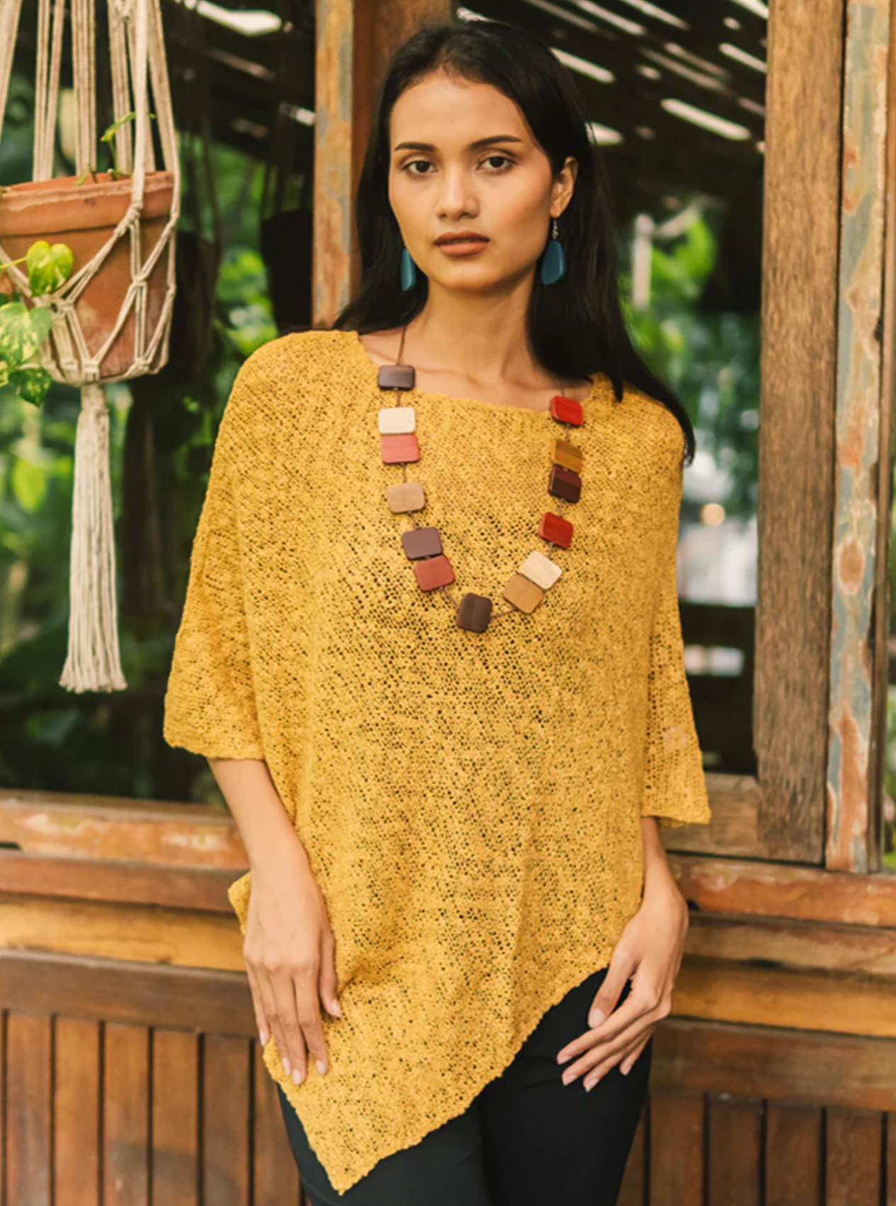Double Knit Popcorn Poncho