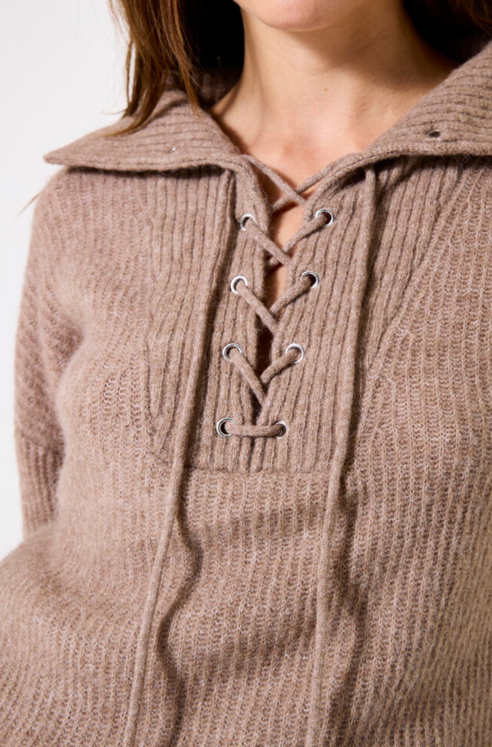 Lace-Up Knit Sweater