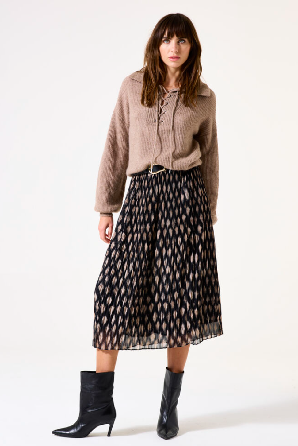 Lace-Up Knit Sweater