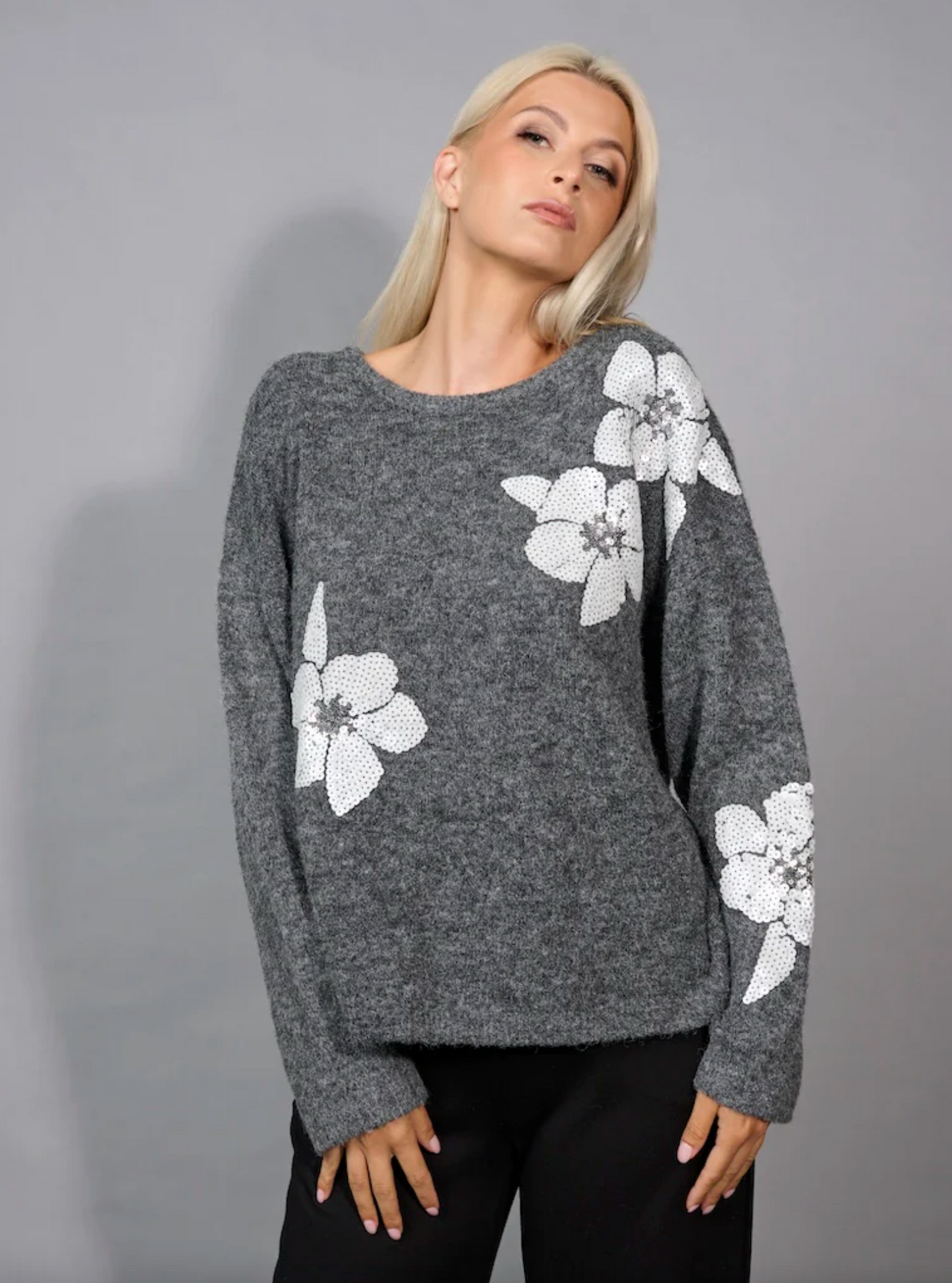 Floral Sequin Sweater