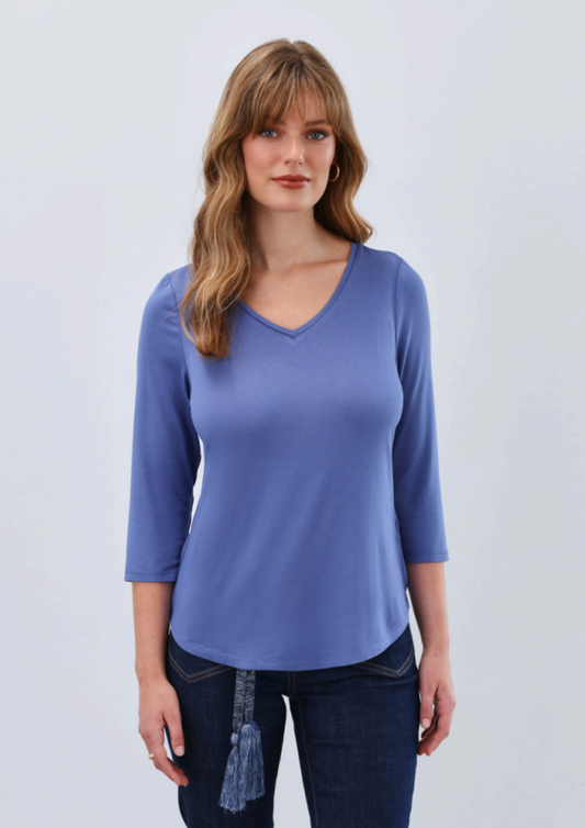 3/4 Sleeve V Neck Top