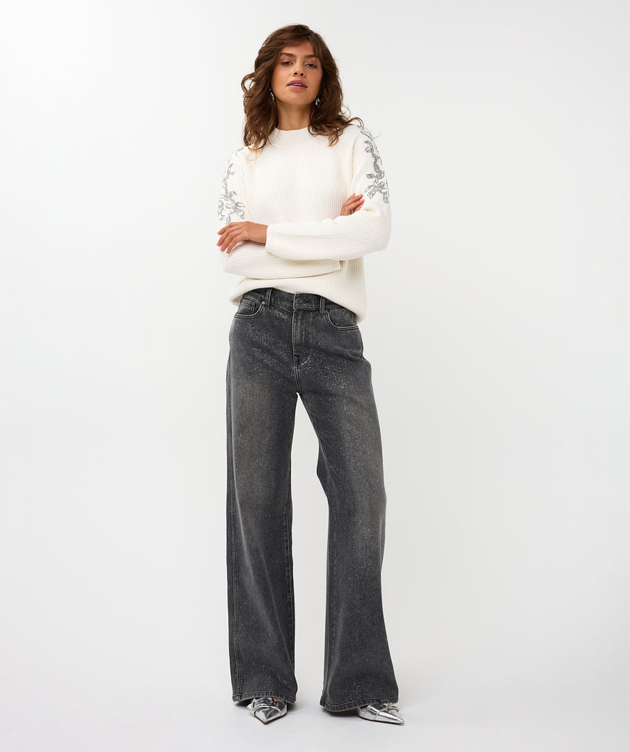 Ribbed Sweater with Sequins