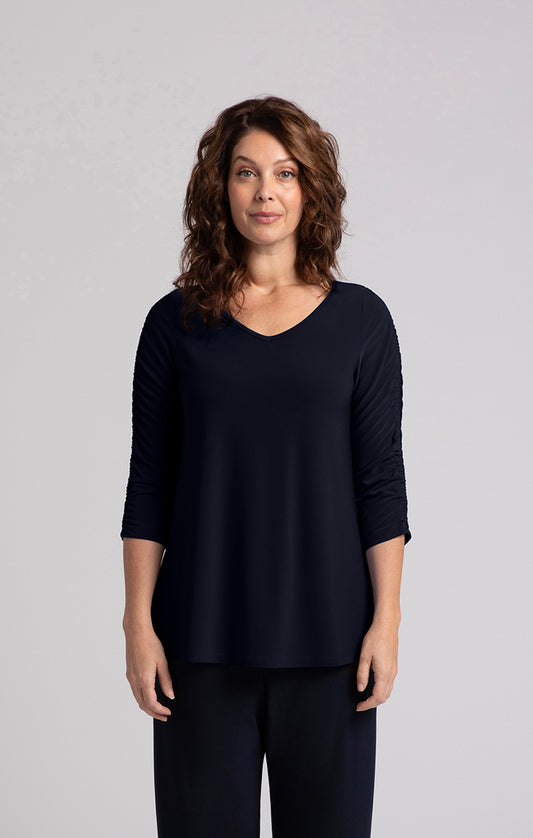 The Revelry Top With Ruched Sleeve