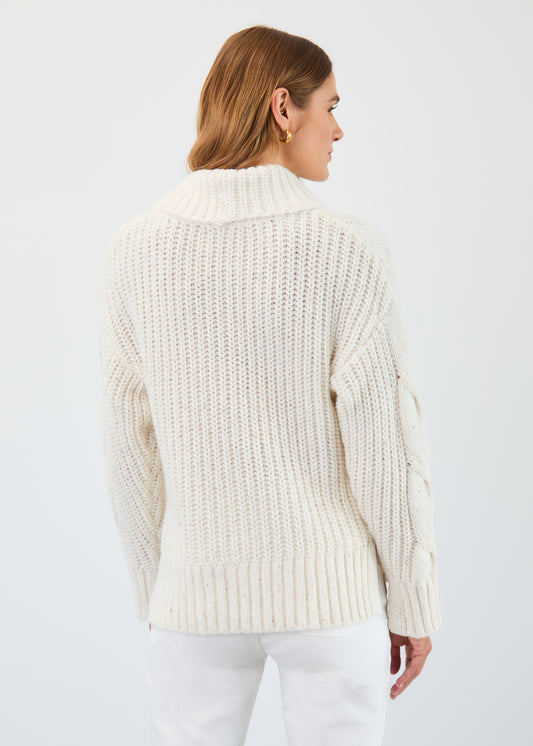Cabled Cowl Neck Sweater