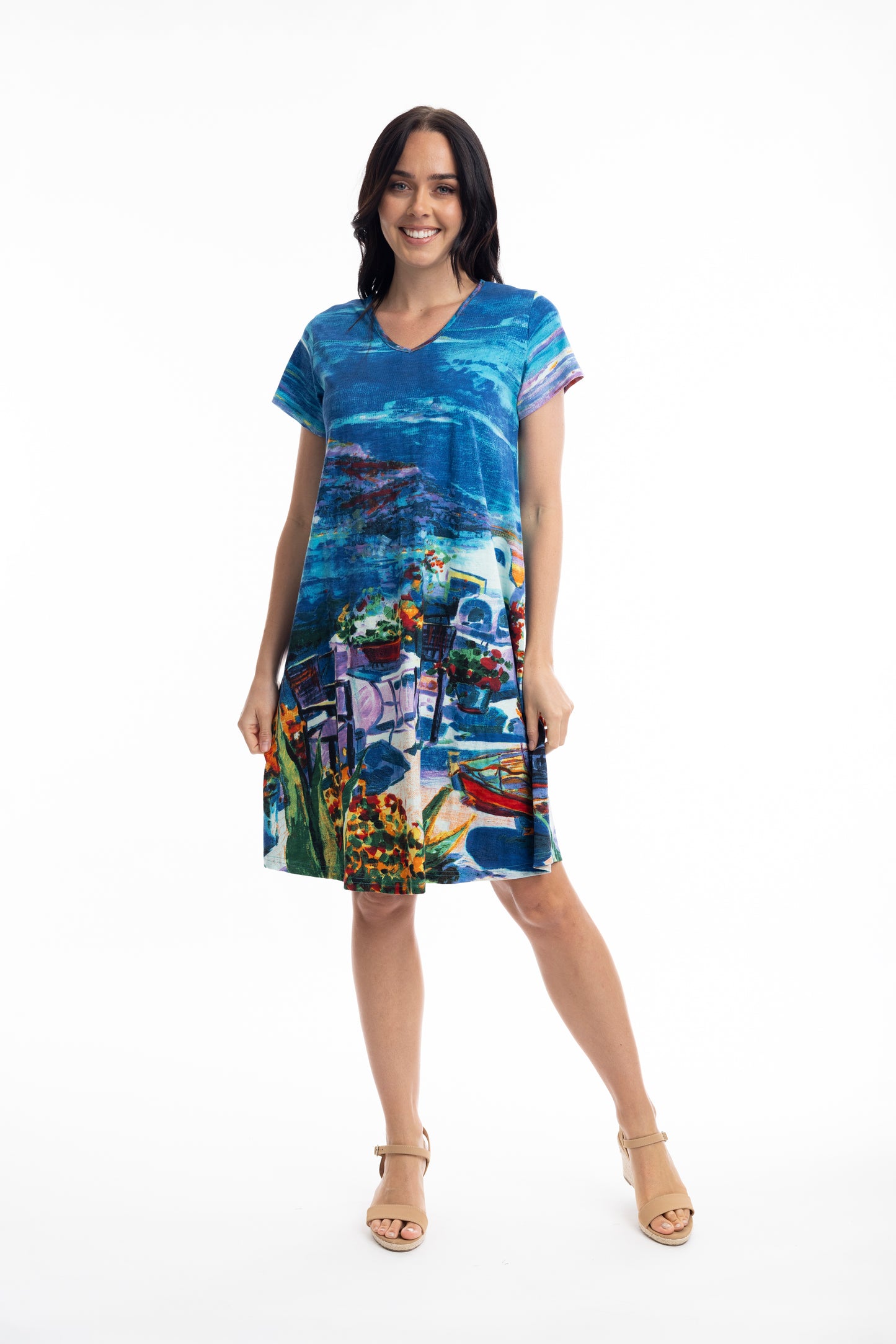 Contemporary Short Sleeve Dress | Santorini