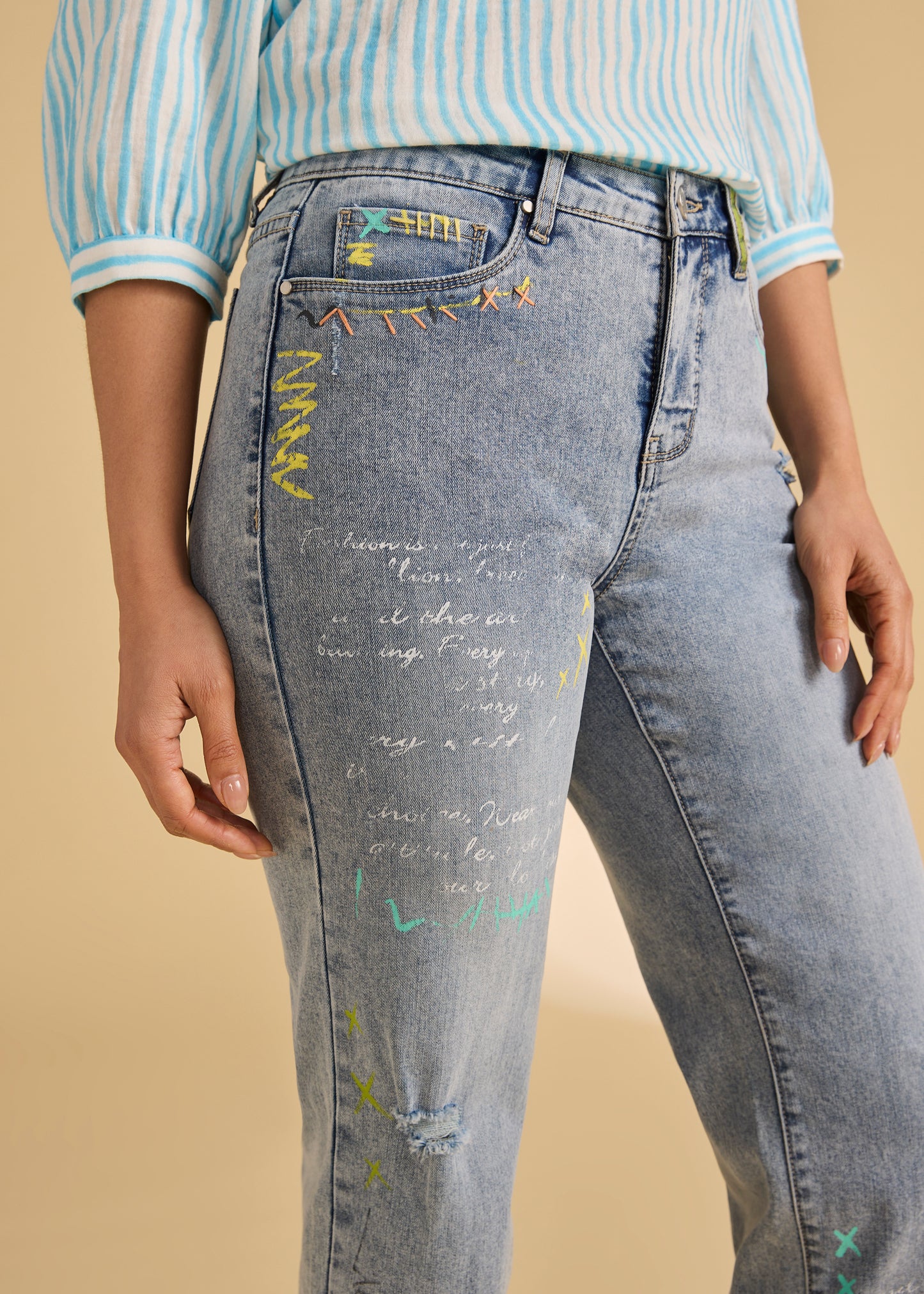 Girlfriend Wide Crop Denim, Medium Blue