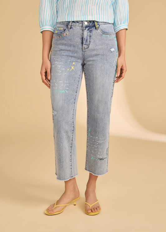Girlfriend Wide Crop Denim, Medium Blue