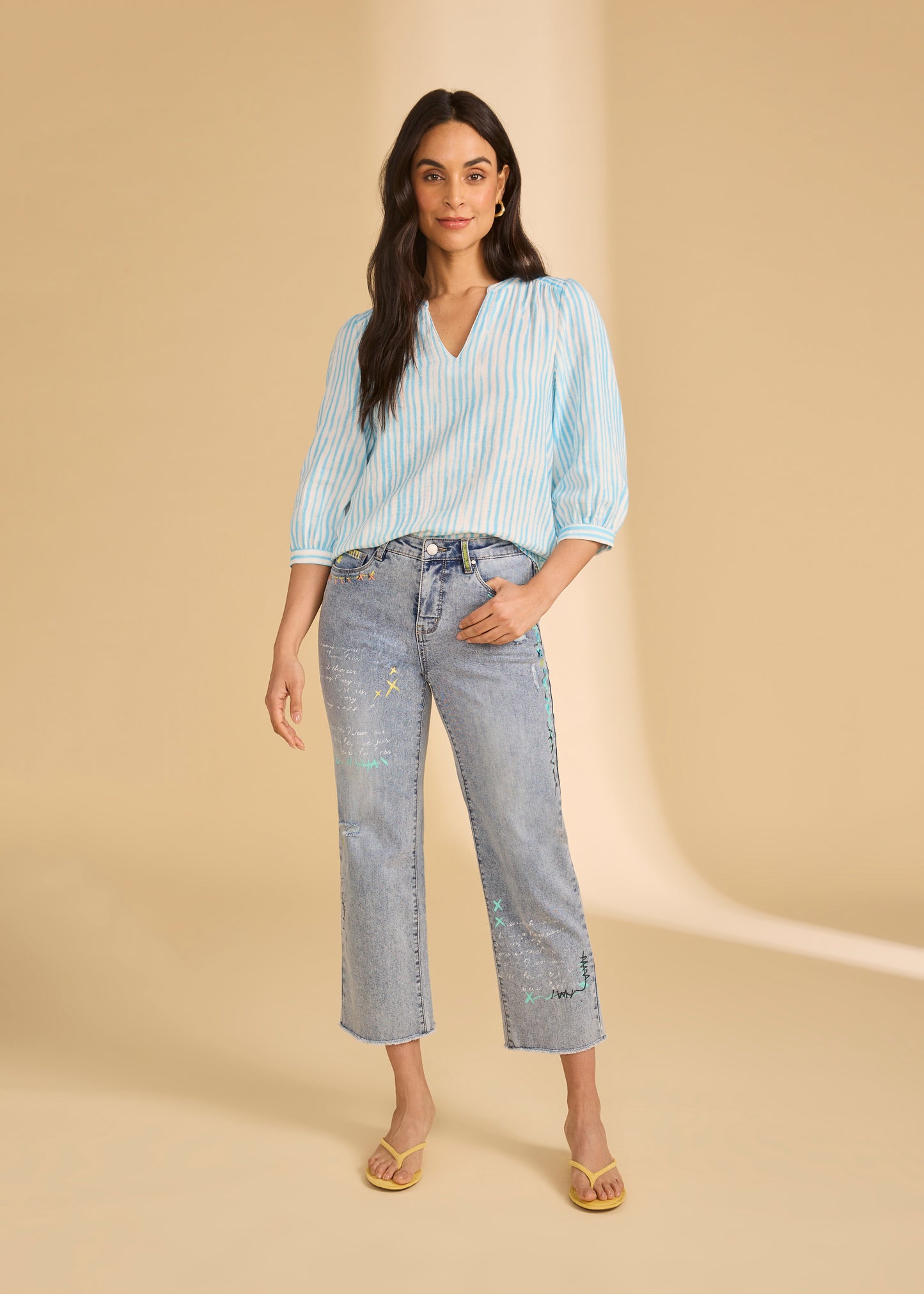 Girlfriend Wide Crop Denim, Medium Blue