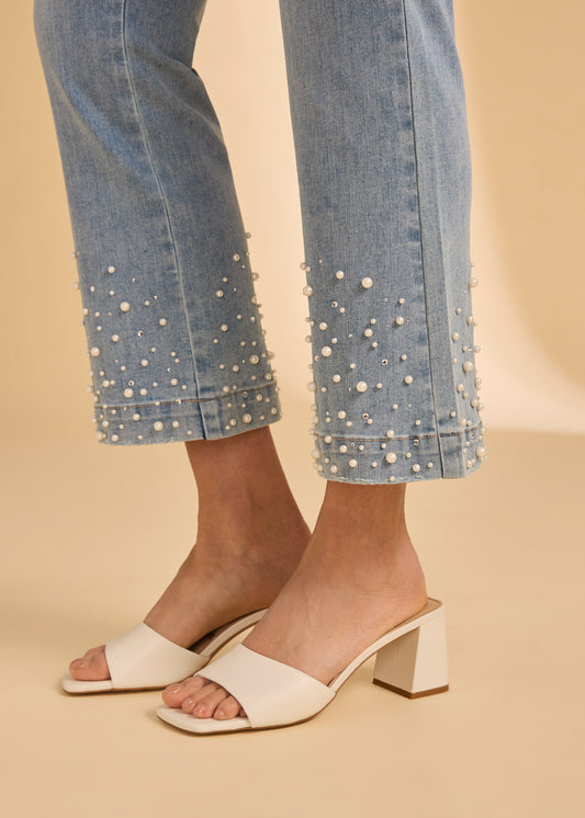 Pull-On Boot Crop Denim, Medium Blue