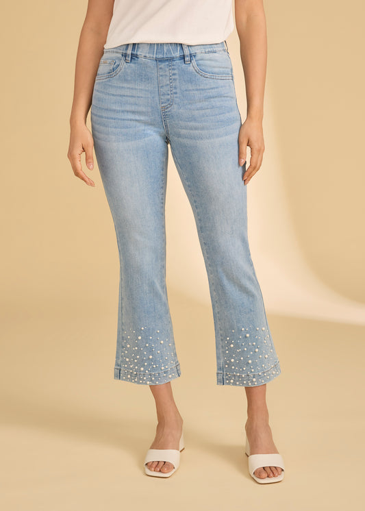 Pull-On Boot Crop Denim, Medium Blue