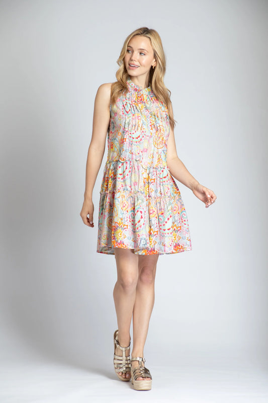 Sleeveless Paisley Print Dress