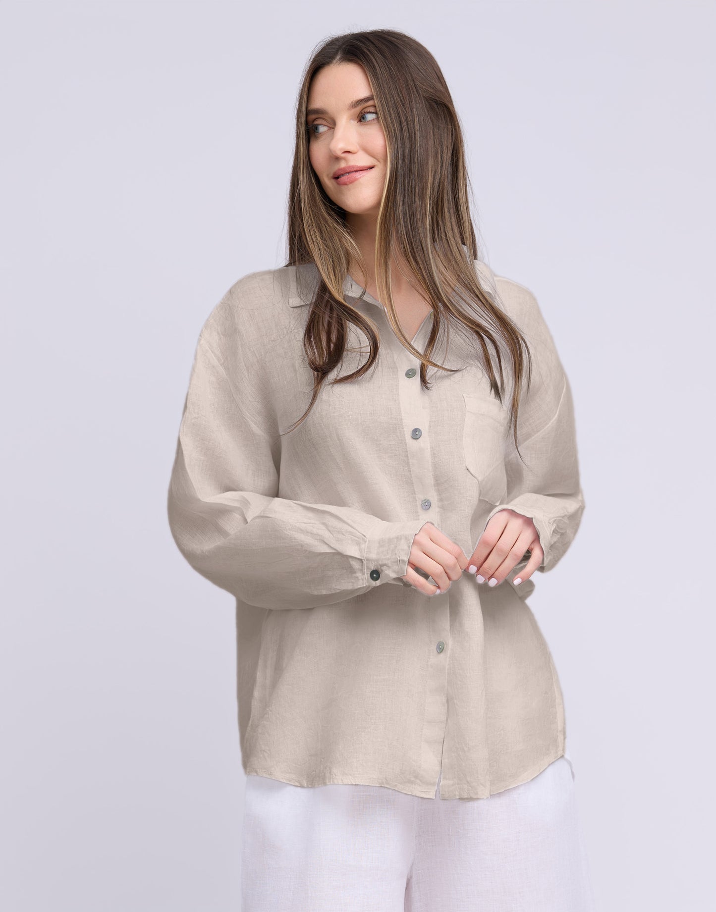 Elena Boyfriend Linen Shirt