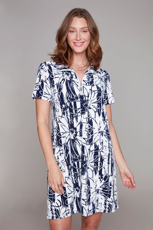 Navy Floral Shift Dress