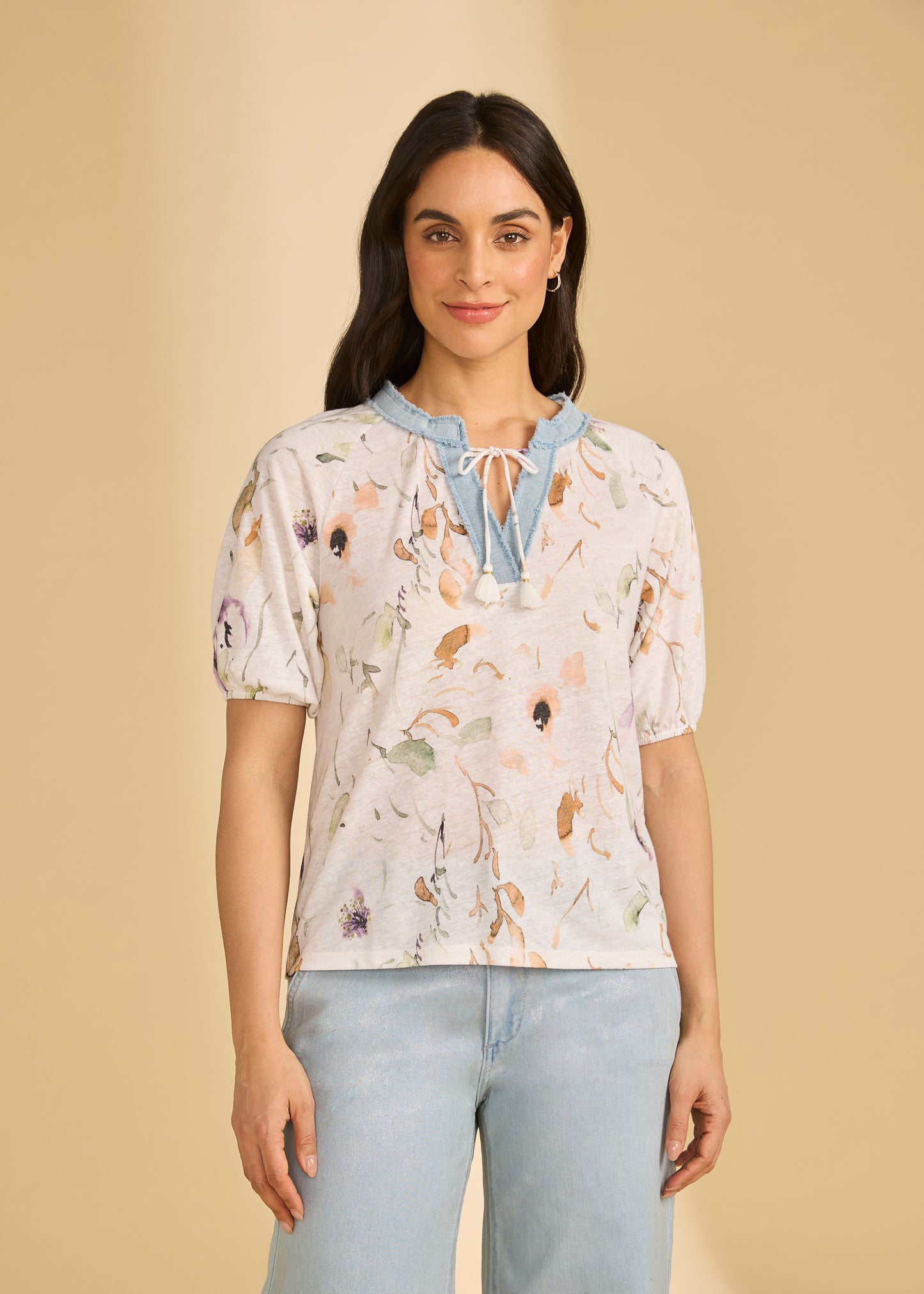 3/4 Sleeve Embellished Top, Delicate